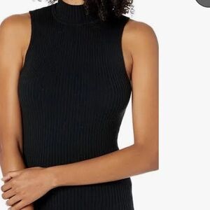 Black Sleeveless Ribbed Knit Top